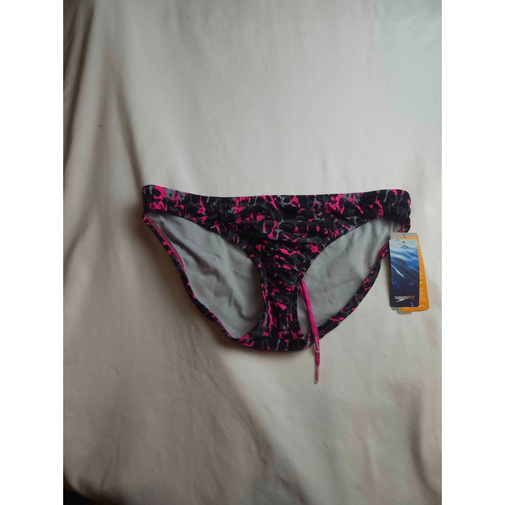 Speedo Endurance Lite Bikini Womens Size 12 Black Pink Camouflage Athletic NWT